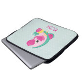 Rosa Flamingo mit Watermelon und Ananas Laptopschutzhülle (Vorne Knopf)
