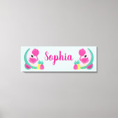Rosa Flamingo mit Watermelon und Ananas Leinwanddruck (Vorderseite)