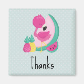 Rosa Flamingo mit Watermelon und Ananas Magnet (Vorne)