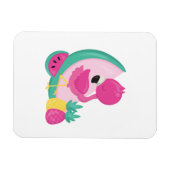 Rosa Flamingo mit Watermelon und Ananas Magnet (Horizontal)