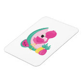 Rosa Flamingo mit Watermelon und Ananas Magnet (Linke Seite)