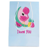 Rosa Flamingo mit Watermelon und Ananas Mittlere Geschenktüte (Rückseite)