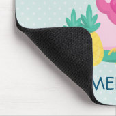 Rosa Flamingo mit Watermelon und Ananas Mousepad (Ecke)