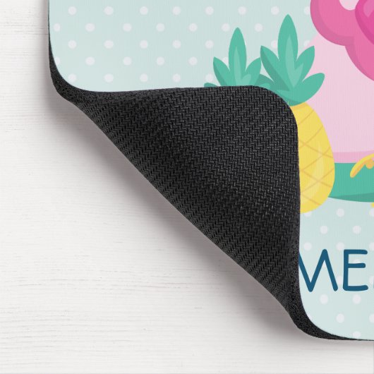 Rosa Flamingo mit Watermelon und Ananas Mousepad (Ecke)