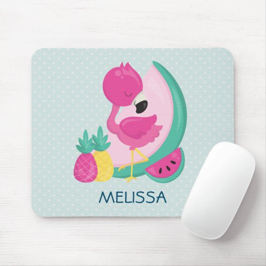Rosa Flamingo mit Watermelon und Ananas Mousepad (Mit Mouse)