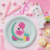 Rosa Flamingo mit Watermelon und Ananas Pappteller (Party)