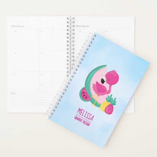 Rosa Flamingo mit Watermelon und Ananas Planer (Anzeige)