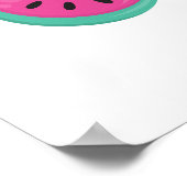 Rosa Flamingo mit Watermelon und Ananas Poster (Ecke)