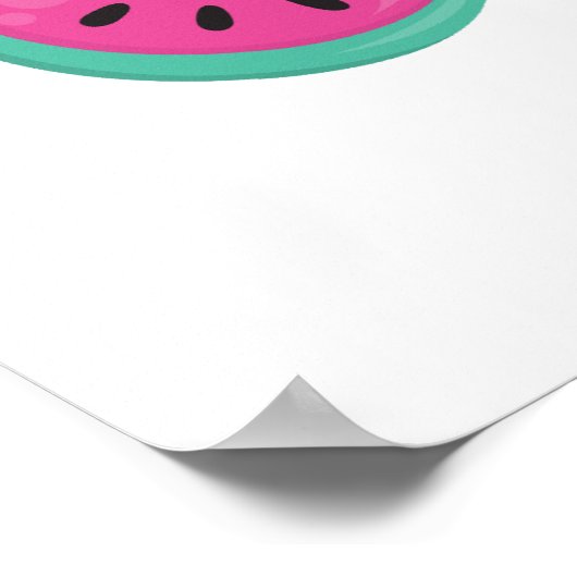 Rosa Flamingo mit Watermelon und Ananas Poster (Ecke)