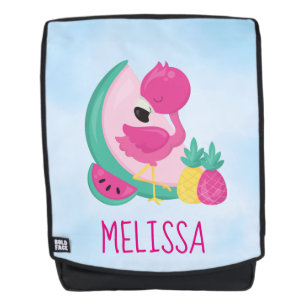 Rosa Flamingo mit Watermelon und Ananas Rucksack
