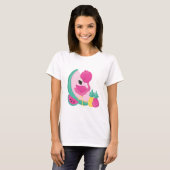 Rosa Flamingo mit Watermelon und Ananas T-Shirt (Vorne ganz)