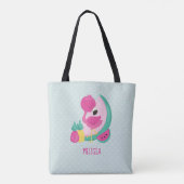 Rosa Flamingo mit Watermelon und Ananas Tasche (Rückseite)