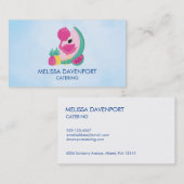 Rosa Flamingo mit Watermelon und Ananas Visitenkarte (Vorne/Hinten)