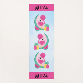 Rosa Flamingo mit Watermelon und Ananas Yogamatte