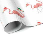 Rosa Flamingo mit Weihnachtsmütze Geschenkpapier (Rolleneckpunkt)