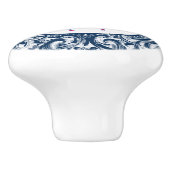 Rosa Flamingo mit weißen und blauen Wirbel Keramikknauf (Seitenansicht)