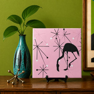 Rosa Flamingo Mitte des Jahrhunderts Modern Sterne Fliese