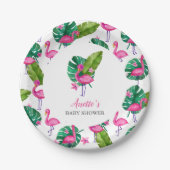 Rosa Flamingo Moderne Babydusche Papierplatte Pappteller (Vorderseite)