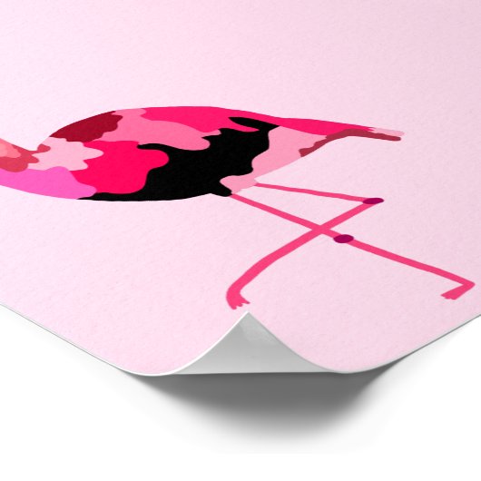 Rosa Flamingo Moderne Kunst Exotik Poster (Ecke)