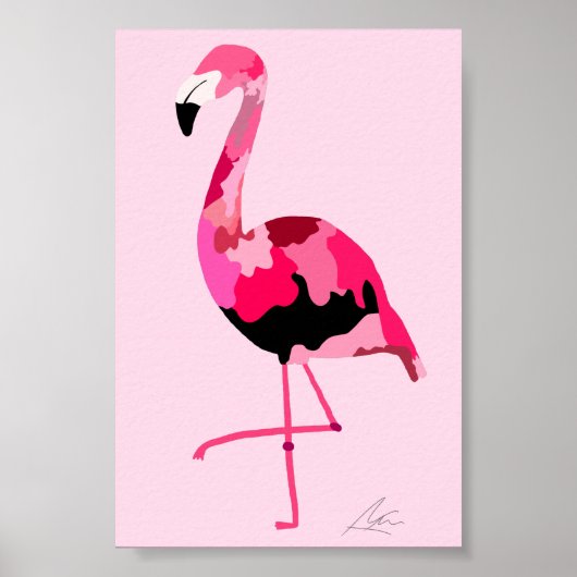 Rosa Flamingo Moderne Kunst Exotik Poster (Vorne)