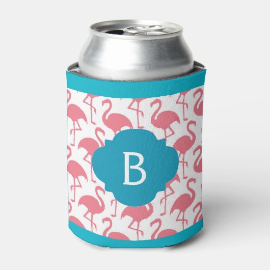 Rosa Flamingo Monogram Can Dosenkühler (Kanne Vorderseite)