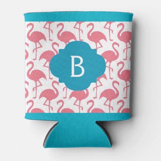 Rosa Flamingo Monogram Can Dosenkühler (Vorderseite)
