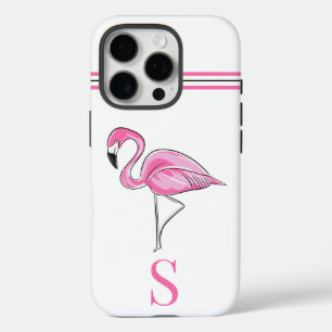 Rosa Flamingo Monogram iPhone 16 Pro Hülle