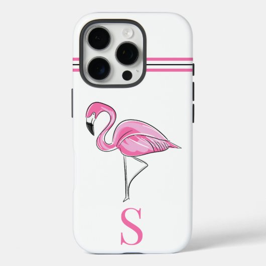 Rosa Flamingo Monogram Case-Mate iPhone Hülle (Rückseite)
