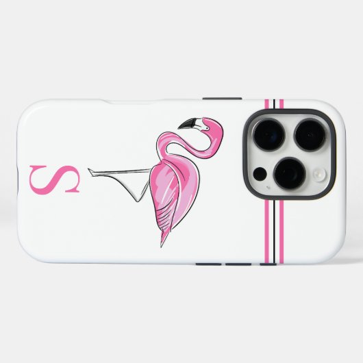 Rosa Flamingo Monogram Case-Mate iPhone Hülle (Rückseite (Horizontal))