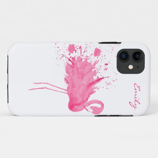 Rosa Flamingo Monogram Case-Mate iPhone Hülle (Rückseite (Horizontal))