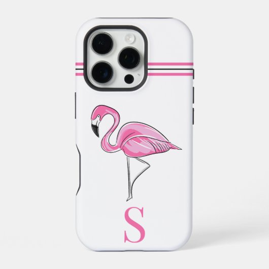 Rosa Flamingo Monogram iPhone Hülle (Rückseite)