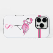 Rosa Flamingo Monogram iPhone Hülle (Rückseite (Horizontal))