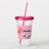Rosa Flamingo-Monogramm Bunco Spieler-Würfel Acryltrinkbecher (Rückseite)