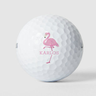Rosa Flamingo Monogramm Golfball
