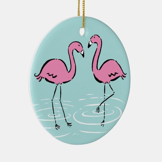 Rosa Flamingo-Monogramm Keramikornament (Rechts)