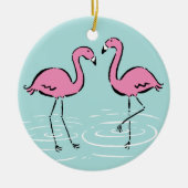 Rosa Flamingo-Monogramm Keramikornament (Vorne)