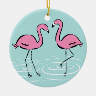 Rosa Flamingo-Monogramm Keramikornament