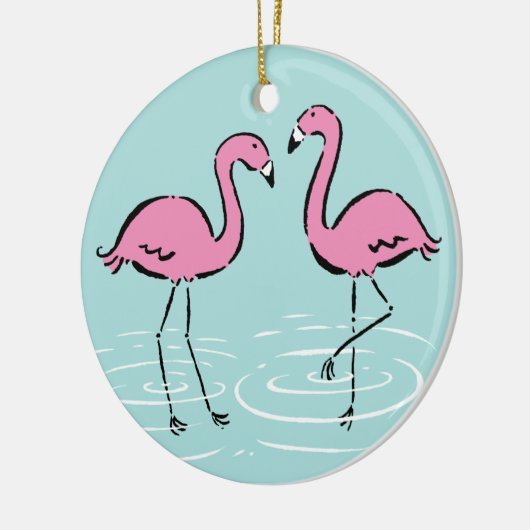 Rosa Flamingo-Monogramm Keramikornament (Links)
