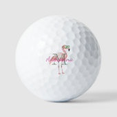 Rosa Flamingo Monogramm Name Golfball (Vorderseite)