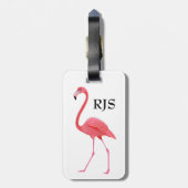 Rosa Flamingo-Monogramm personifizieren Gepäckanhänger (Rückseite vertikal)