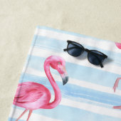 Rosa Flamingo Monogramm Strandtuch (Beispiel)