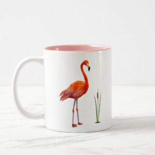 Rosa Flamingo & Monogramm Zwei-Töne-Kaffeetasse Zweifarbige Tasse