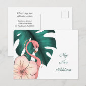 Rosa Flamingo Monstera Leaf Nach Florida Ankündigungspostkarte (Vorne/Hinten)