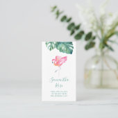 Rosa Flamingo Monstera Palm Blätter Visitenkarte (Stehend Vorderseite)