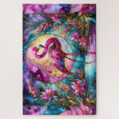 Rosa-Flamingo-Mosaik aus Buntglas Puzzle (Vertikal)