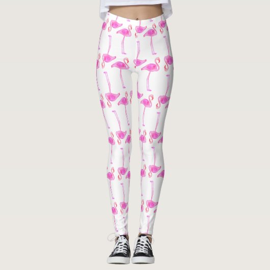 rosa Flamingo-Muster 2 Leggings (Vorderseite)
