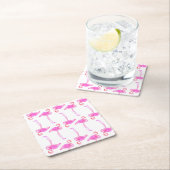 Rosa Flamingo-Muster 2 Rechteckiger Pappuntersetzer (Vor Ort)