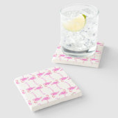 Rosa Flamingo-Muster 2 Steinuntersetzer (Seitenansicht)