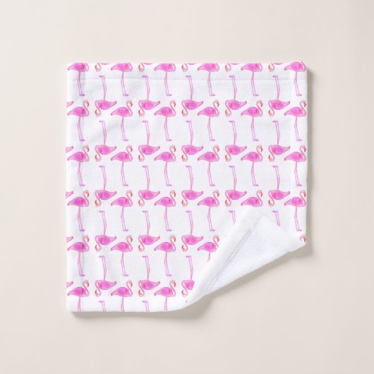 Rosa Flamingo-Muster Badhandtuch Set (Waschlappen)
