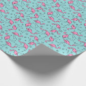 Rosa Flamingo-Muster Geschenkpapier (Ecke)